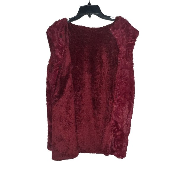 Faux Fur burgundy Vest Womens Large - Picture 2 of 4